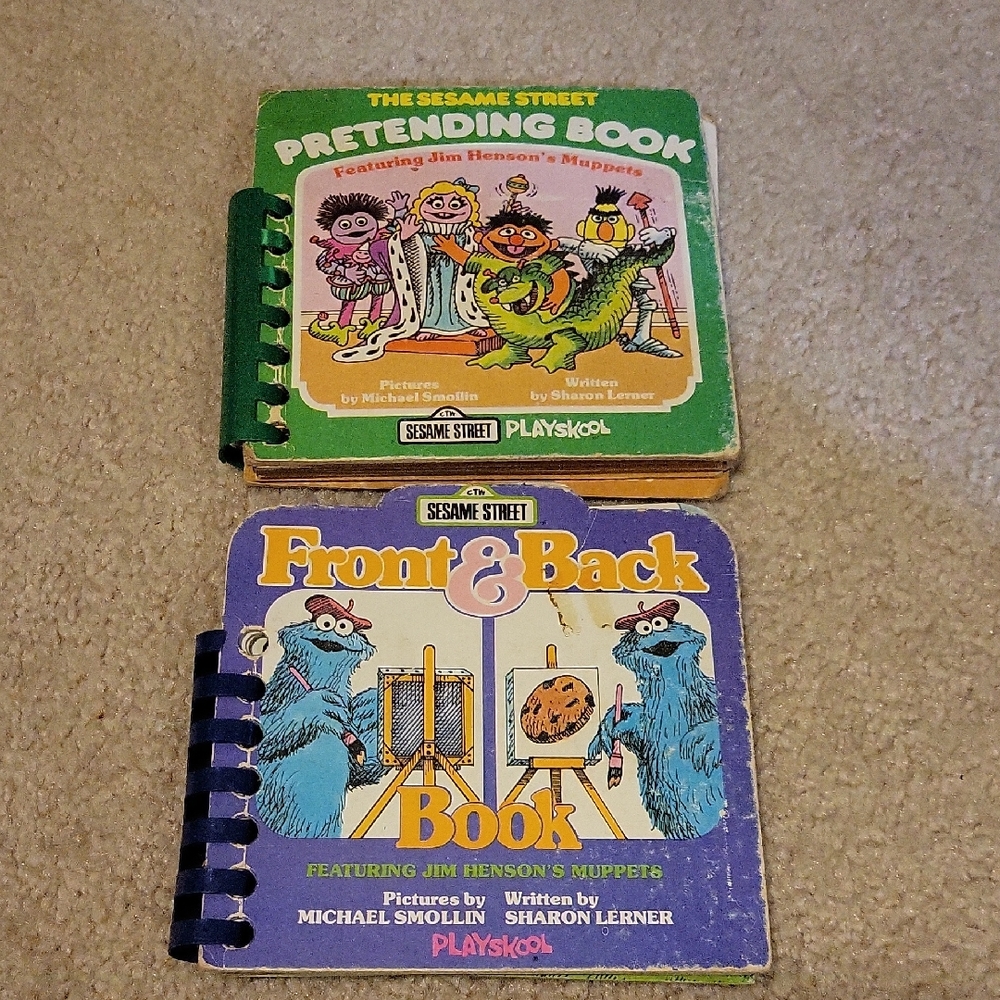 Vtg 1975 Sesame Street Pretending Book & Front & Back Book